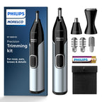 Norelco Philips Nose Trimmer 5000 for Nose, Ears, Eyebrows & Details | Protective Guard System, Dual-Sided Steel Blades, Eyebrow Combs, Rotary & Detail Trimmer, Washable, AA Battery, NT5600/62