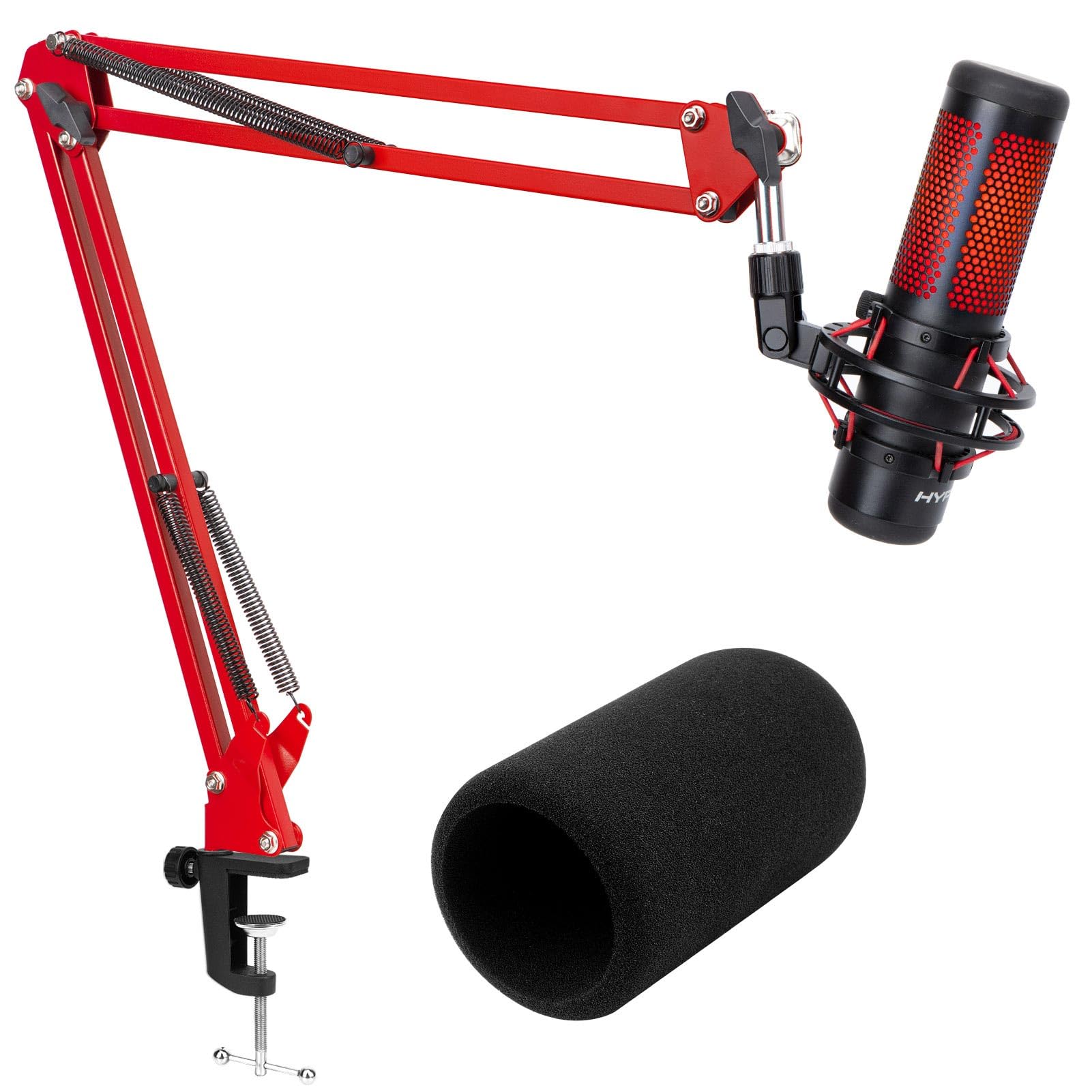 Buy now Microphone Wall Mount Boom Arm - Microphone Wall Mount for Mic holder，Horizontal Mounting Wall，Space Saving Desktop Metal Mic Stand Clamp by SUNMON Red Quadcast BoomArm at indiglob india