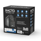 X-ACTO Pencil Sharpener, School Pro Electric Sharpener, Black, With Six Size Dial, XL Shavings Bin - Heavy Duty, Classroom Supplies