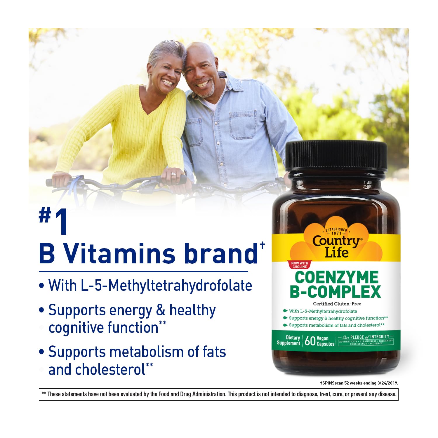 Country Life Coenzyme B-Complex with Choline, 60 Vegan Capsules | Active coenzyme B vitamins with choline to support cellular energy, cognitive function and healthy metabolism