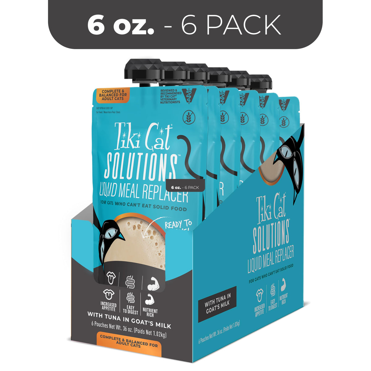Tiki Cat Solutions Wet Cat Food, Tuna in Goats Milk, 6 oz. Spout Pouch