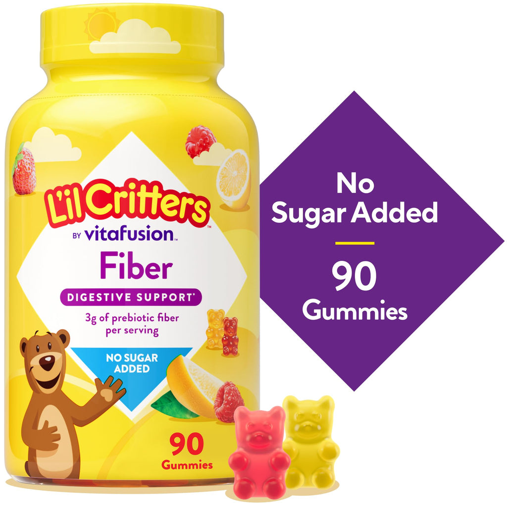 L'il Critters Kids Fiber Gummy Bears Supplement, 90 Count | Assorted Fruit Flavors | Gluten and Dairy-Free Supplement