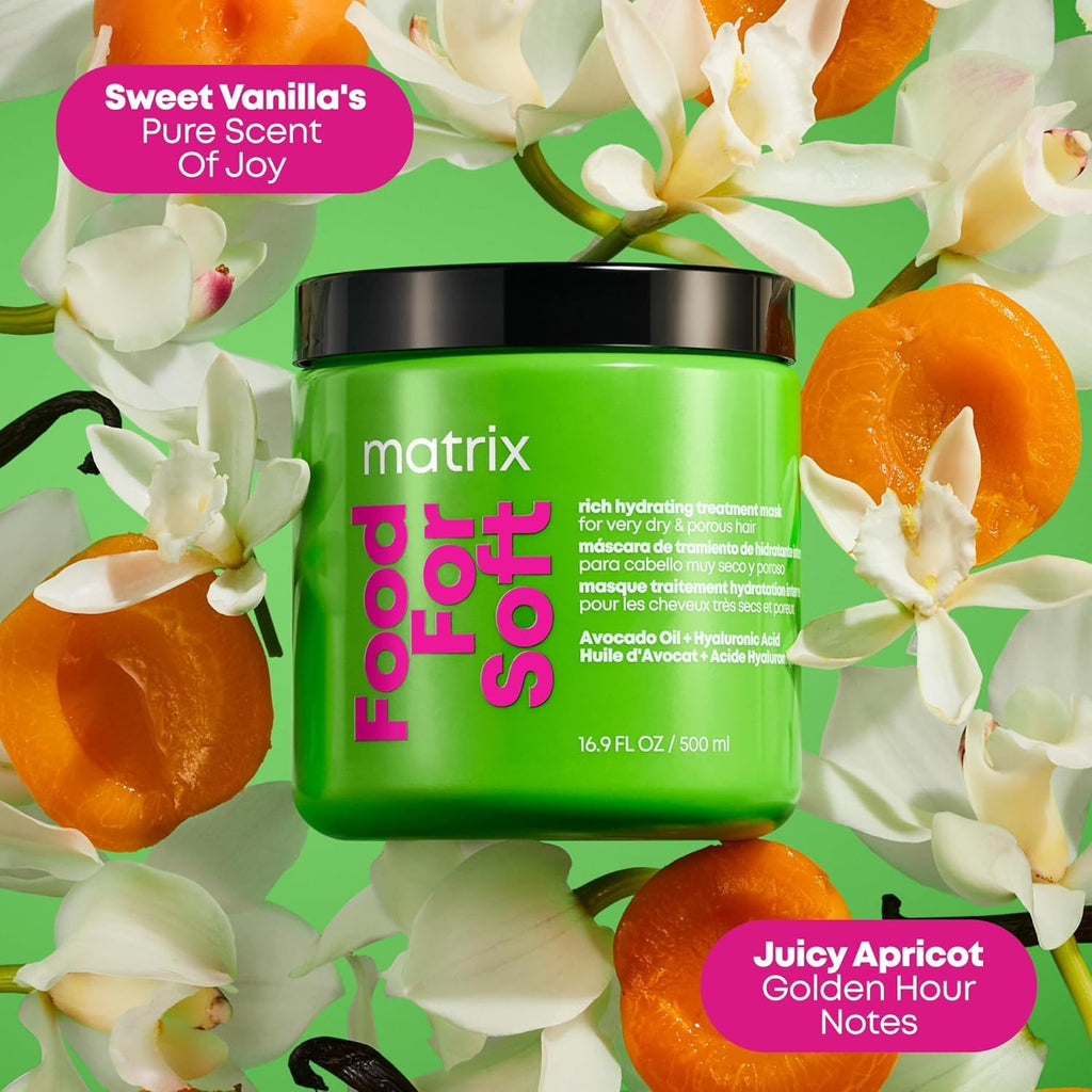 MATRIX Food For Soft Rich Hydrating Treatment Mask - For Dry & Brittle Hair, Adds Shine & Softness, With Avocado Oil & Hyaluronic Acid, Replenishes Moisture