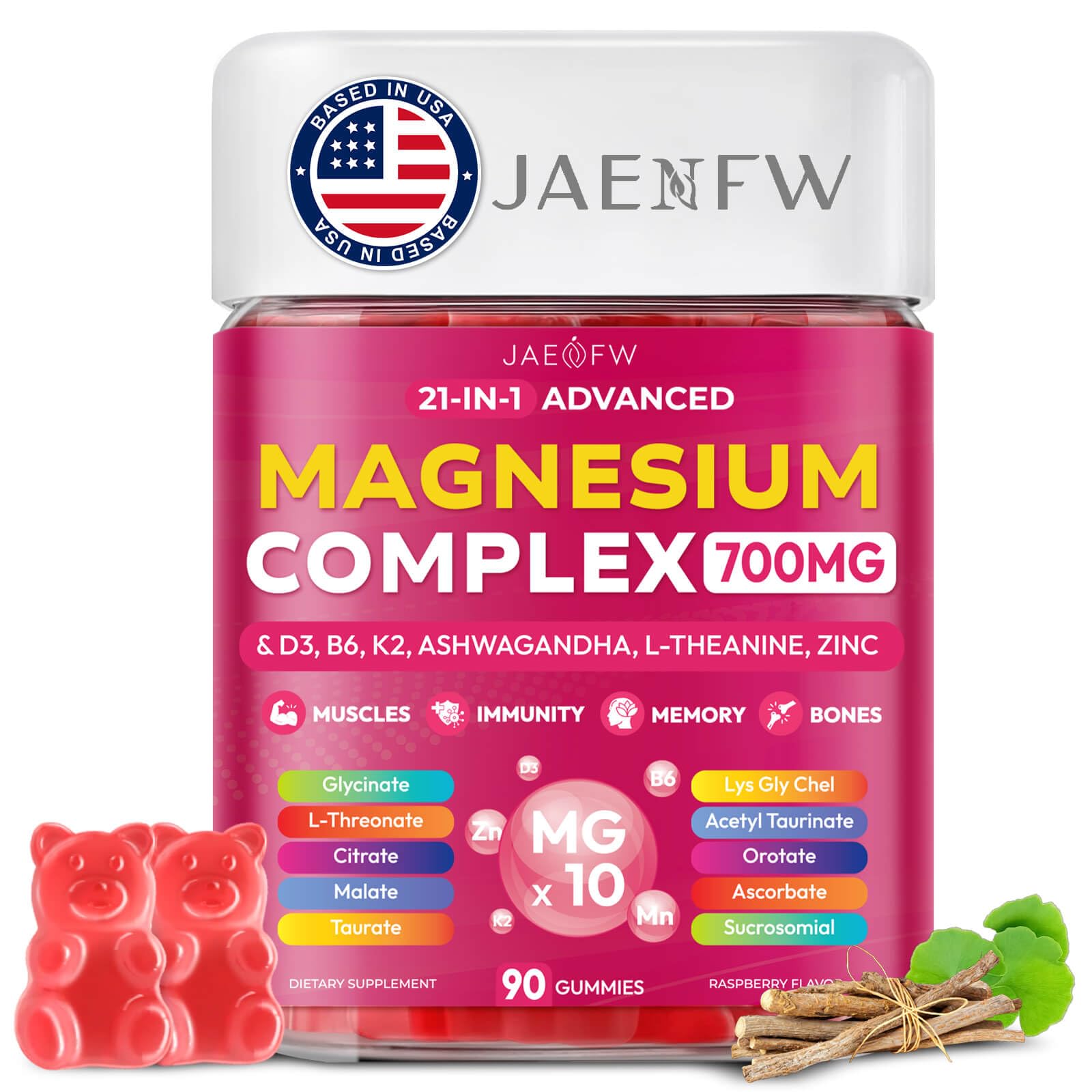 Magnesium Glycinate Gummies 700MG - 21-in-1 Advanced Magnesium Supplement | Ashwagandha, L-Theanine, Zinc, Vitamin - Sugar Free Magnesium Gummies for zzZ, Focus & Relaxation, for Women, Men & Kids