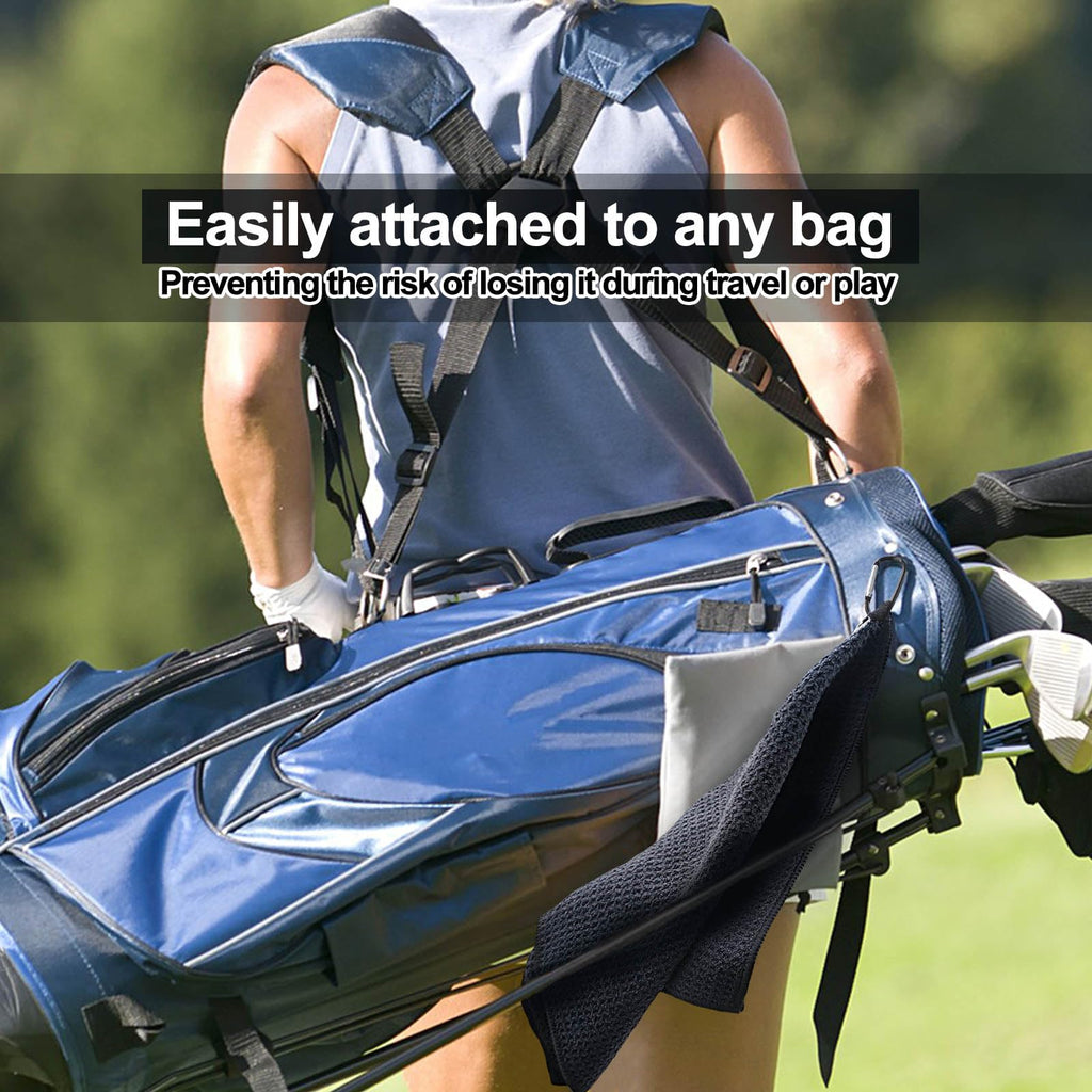 Quacc Premium Black Golf Towel with Clip, for Cleaning Golf Balls & Putter