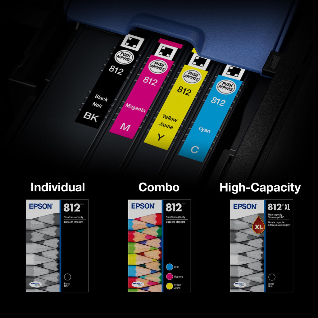 Epson 812 Genuine Ink Cartridge XL Black and Standard Color Combo Pack