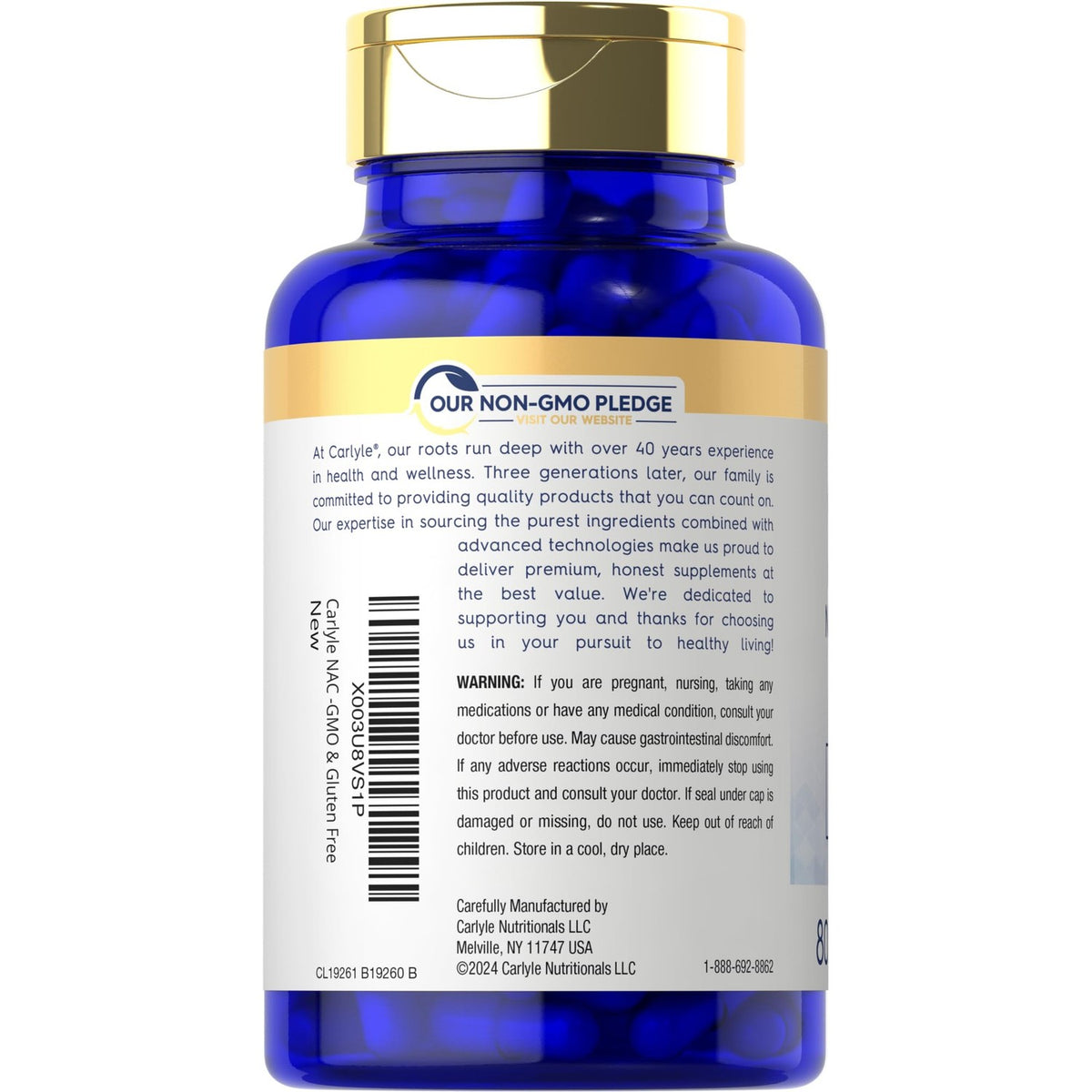 Carlyle NAC Supplement N-Acetyl Cysteine 1000mg | 80 Capsules