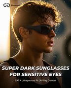 Bloomoak CAT 4 Super Dark Sunglasses | UV 400 | For Photophobia & Eye OPS & Light Sensitivity | Wraparound with Side Protection for Men & Women
