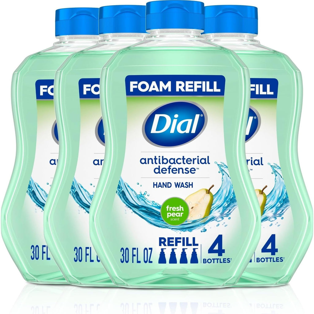 Dial Antibacterial Defense Foaming Hand Soap + Aloe, Spring Water Scent, 30 Fl Oz Hand Soap Refill (4 Pack), Dermatologist-Tested, Gentle on Skin