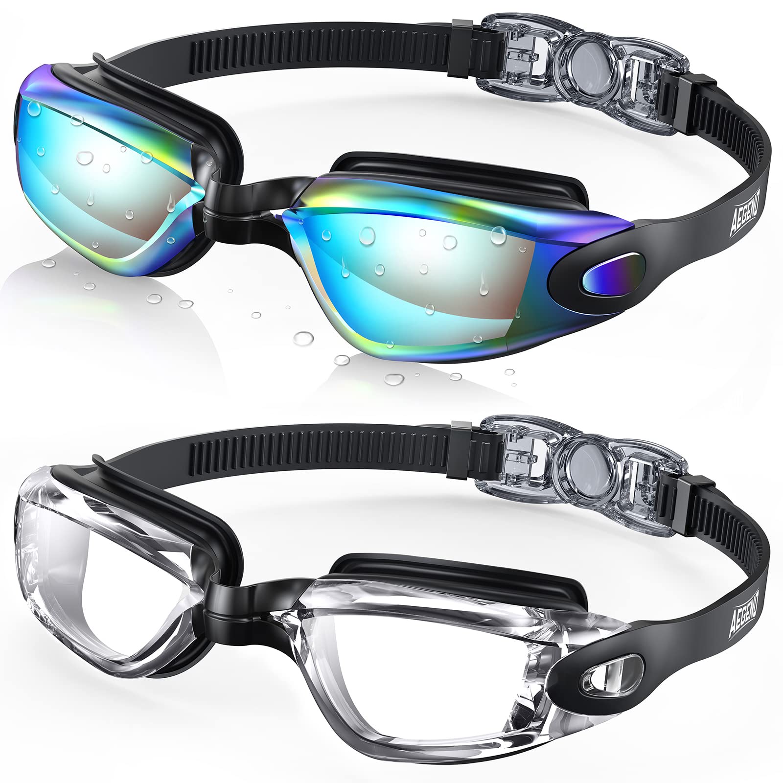 Buy now Aegend Swim Goggles, 2 Pack Swimming Goggles No Leaking Adult Men Women Youth Aqua & Clear at indiglob india