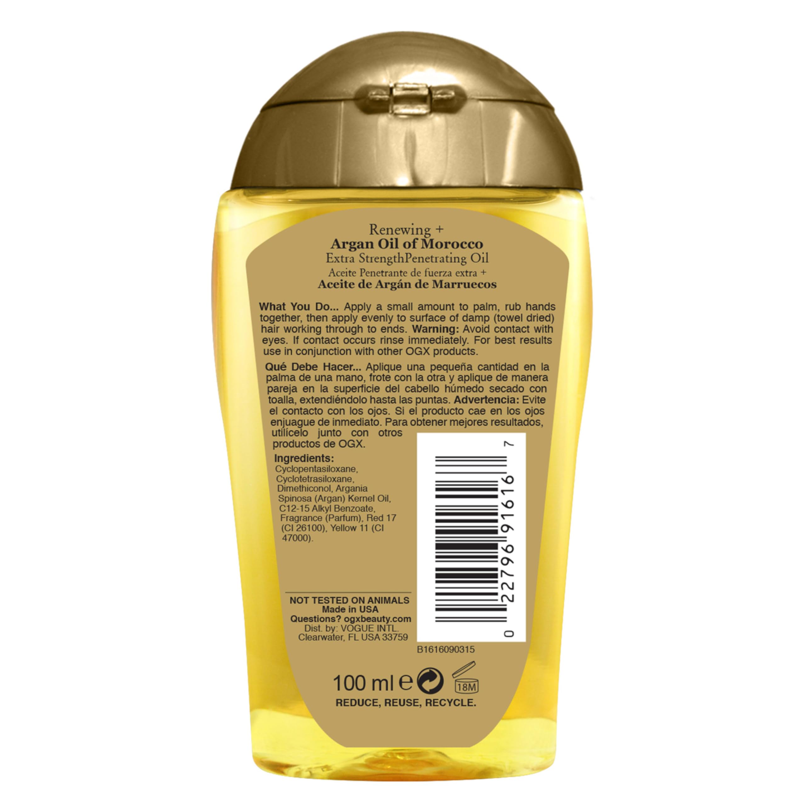OGX Renewing + Argan Oil of Morocco Hair Oil, Extra Strength Penetrating Serum Treatment for Dry, Damaged, Frizzy, Curly & Coarse Hair, Cold-Pressed Argan_Oil, Shine, 3.3 Fl Oz (Pack of 6)