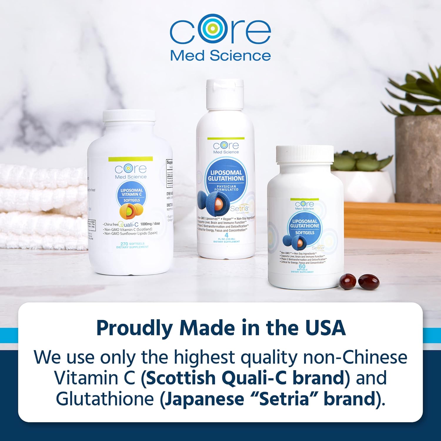Buy now Core Med Science Liposomal Glutathione Supplement (500mg, 60 Softgels) - Pure Reduced Setria with Phospholipid Complex - Antioxidant Supplement for Energy, and Skin at indiglob india