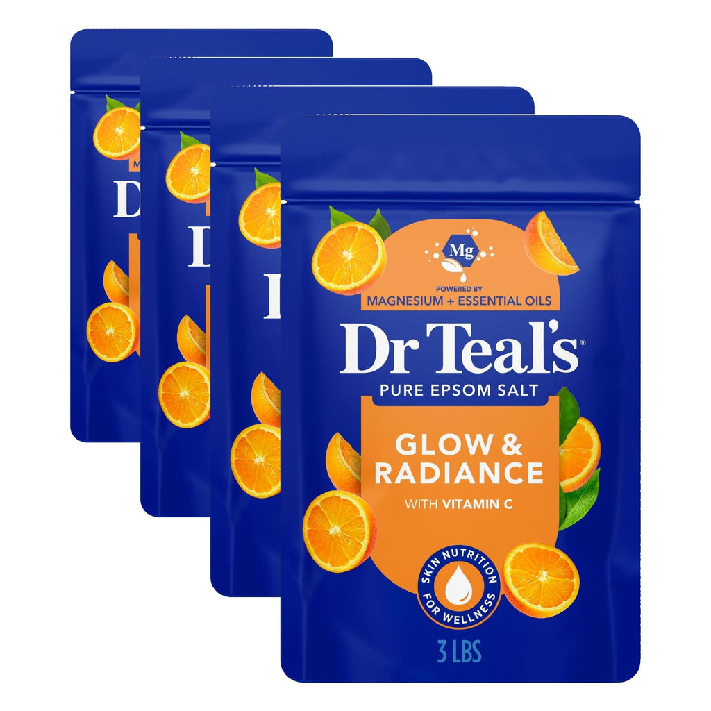Dr Teal's Pure Epsom Magnesium Salt Soak, Glow & Radiance with Vitamin C & Citrus Essential Oils, 3 lbs