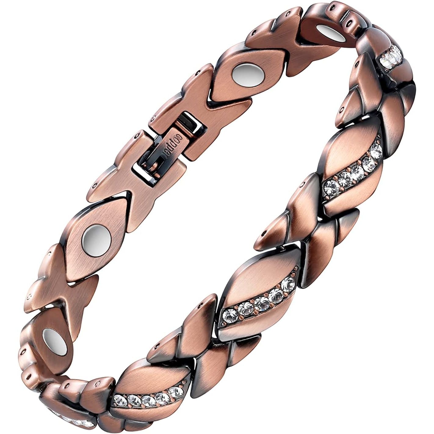 Buy now Jecanori Pure Copper Bracelets for Women,Ultra Magnetic Bracelets for Women with 3500 Gauss Magnets,Crystal Valentine's Day Jewelry Gift, Sizing Tool at indiglob india
