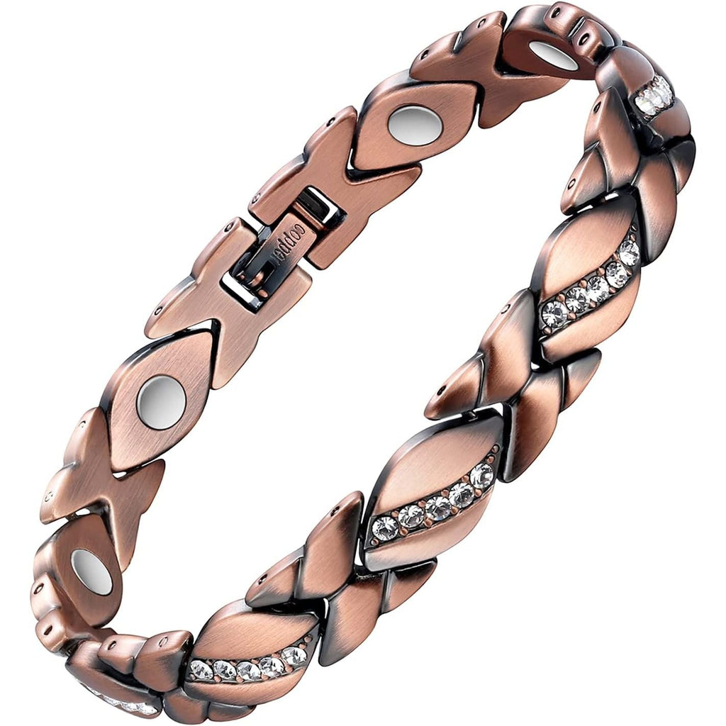 Buy now Jecanori Pure Copper Bracelets for Women,Ultra Magnetic Bracelets for Women with 3500 Gauss Magnets,Crystal Valentine's Day Jewelry Gift, Sizing Tool Copper at indiglob india