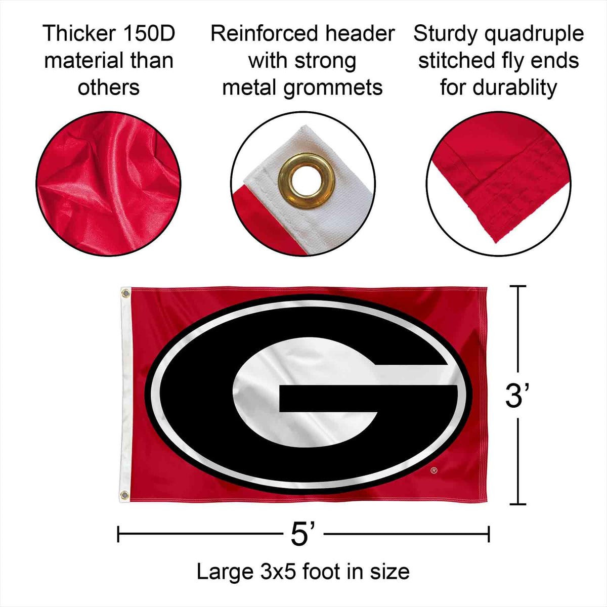College Flags & Banners Co. Georgia Bulldogs Dawgs University Large College Flag
