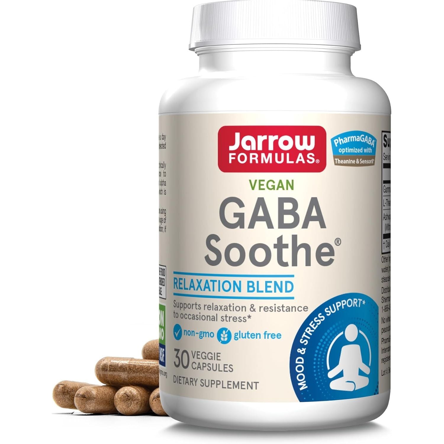 Buy now Jarrow Formulas GABA Soothe - 30 Veggie Caps - Supports Focus, Relaxation & Resistance to Stress - with Theanine & Ashwagandha Extract - 30 Servings at indiglob india