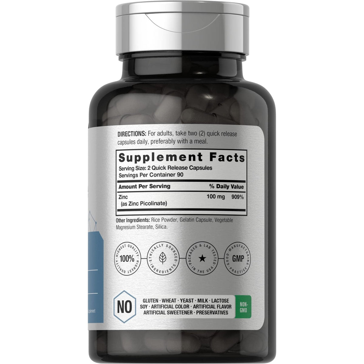 Horbäach Zinc Picolinate 100mg | 180 Capsules | High Potency