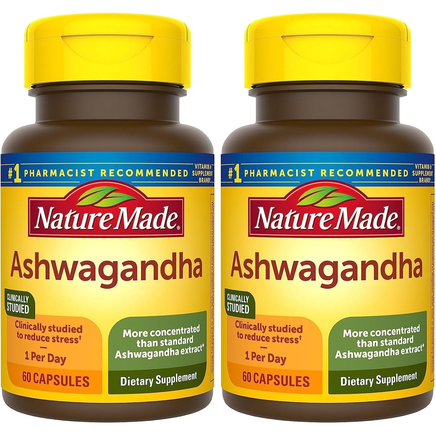 Buy now Nature Made Ashwagandha Capsules 125mg for Stress Support, 60 Capsules, 60 Day Supply 60 Count (Pack of 2) at indiglob india