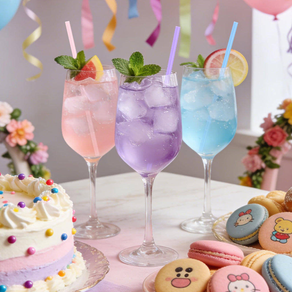 [100 Pcs] Colorful Disposable Plastic Drinking Straws - 8.26" Long & 0.24" Diameter Cute Straws for Juice,Coffee,Milk,Cocktail, Ideal for Bachelorette Party, Birthday Party, Bridal Shower, Baby Shower