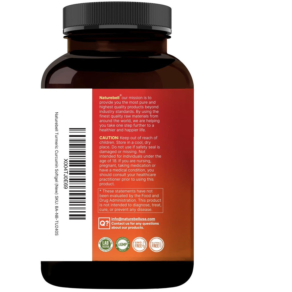 Turmeric Curcumin Supplement with Black Pepper & Ginger | 95% Curcuminoids | 240 Softgels with MCT Oil for Better Absorption (120 Day Supply)