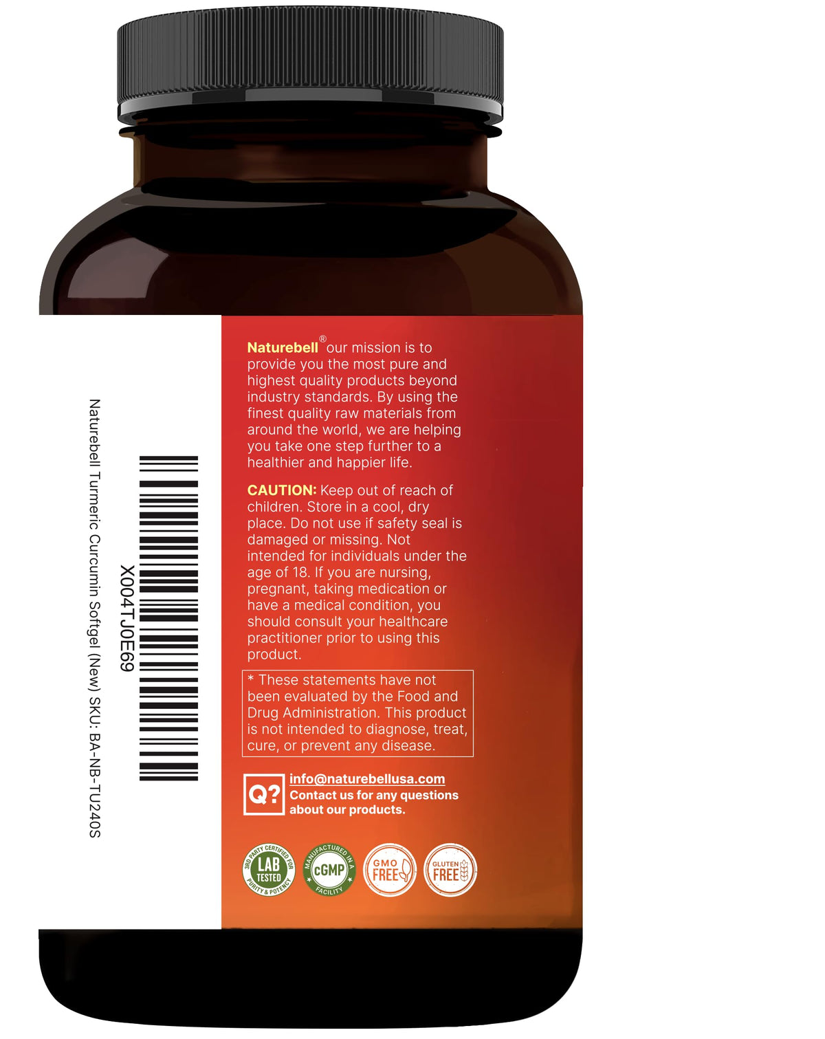 Turmeric Curcumin Supplement with Black Pepper & Ginger | 95% Curcuminoids | 240 Softgels with MCT Oil for Better Absorption (120 Day Supply)