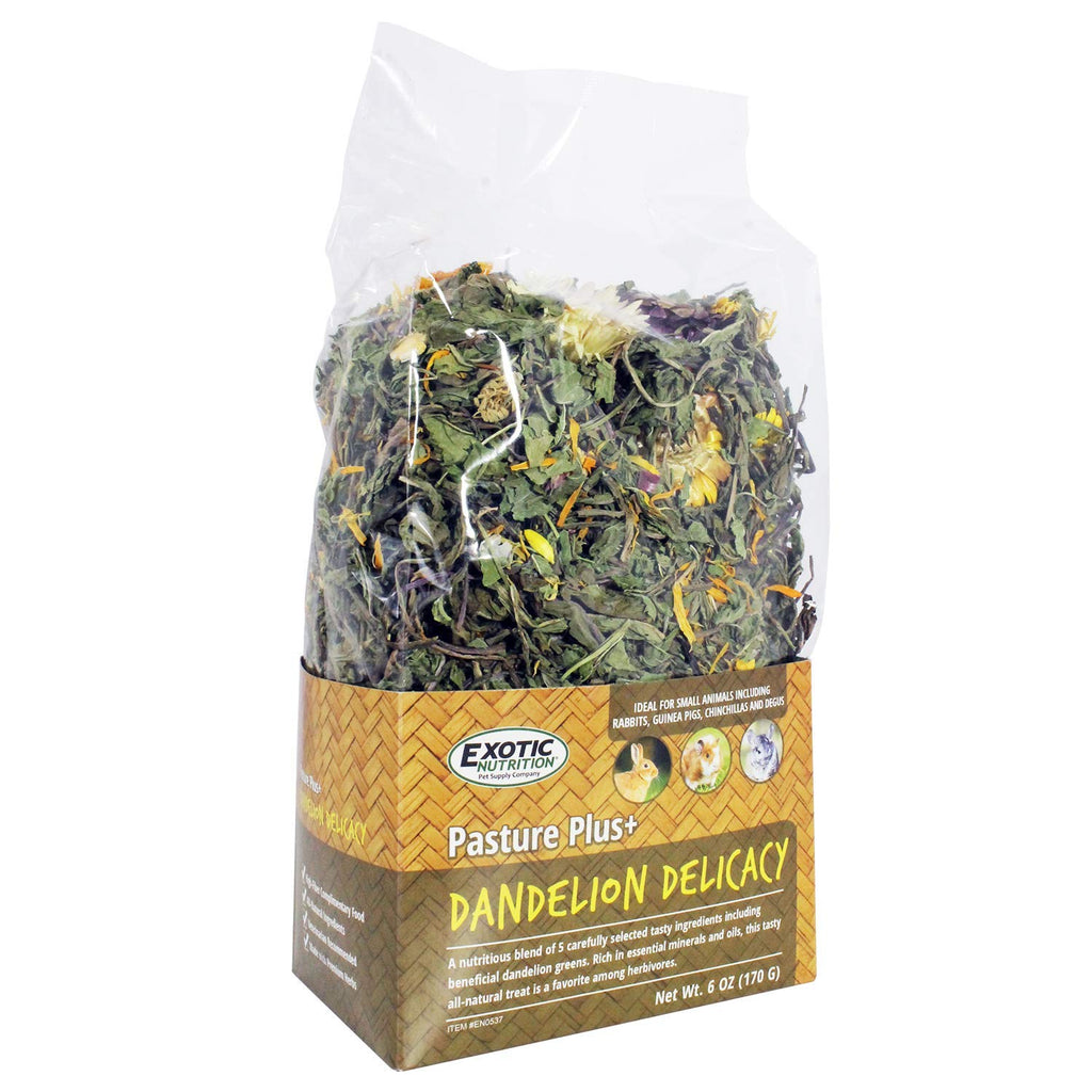 Exotic Nutrition Pasture Plus+ Dandelion Delicacy - Healthy Natural High-Fiber Dried Flower Treat - Guinea Pigs, Rabbits, Chinchillas, Prairie Dogs, Degus, Hamsters, Gerbils & Other Small Pets
