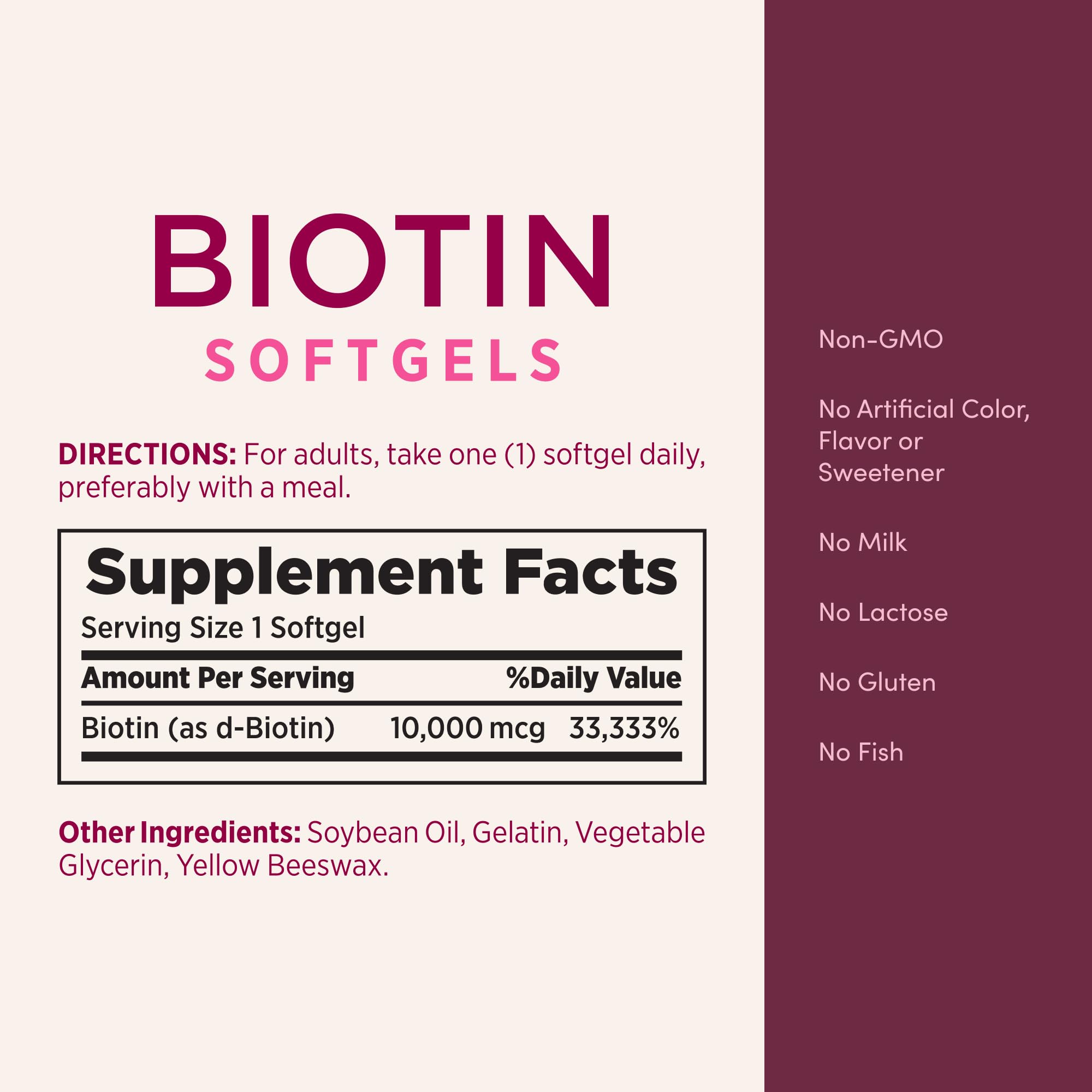 Nature's Bounty Biotin 10000mcg Supplement, 90 Rapid Release Softgels