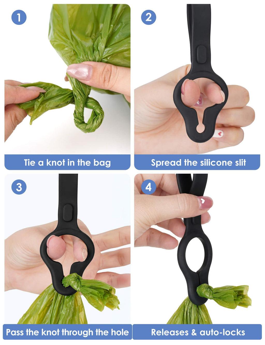 Gobeigo 2-Pack Thick Silicone Used Poop Bag Holder – No More Stinky Hands