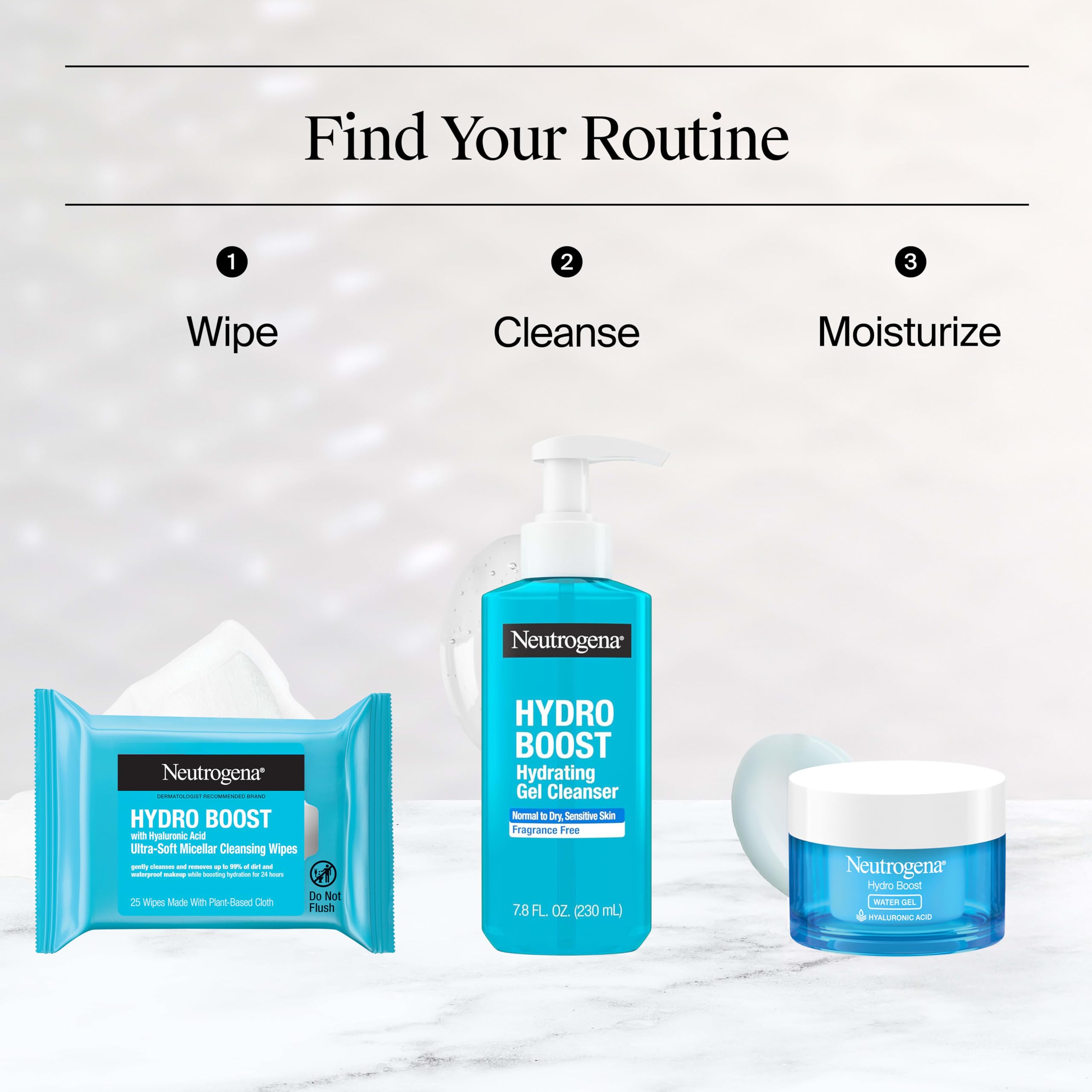 Neutrogena Hydro Boost Cleansing Wipes Makeup Remover, 25 Ct | Micellar Cleansing Cloths, Gently Removes Oil, Dirt, Waterproof Makeup, Hydrating Hyaluronic Acid