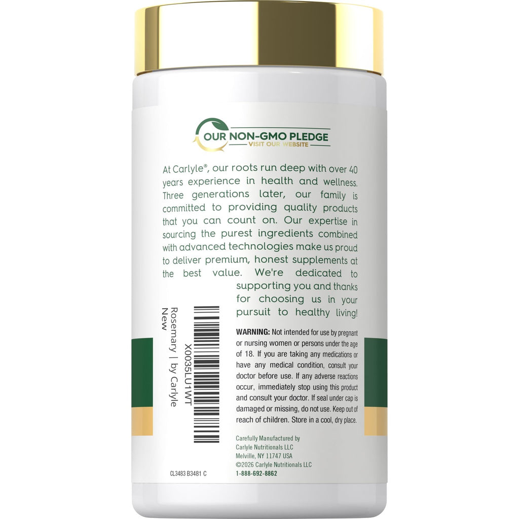 Carlyle Rosemary Capsules | 200 Count | Non-GMO & Gluten Free Extract