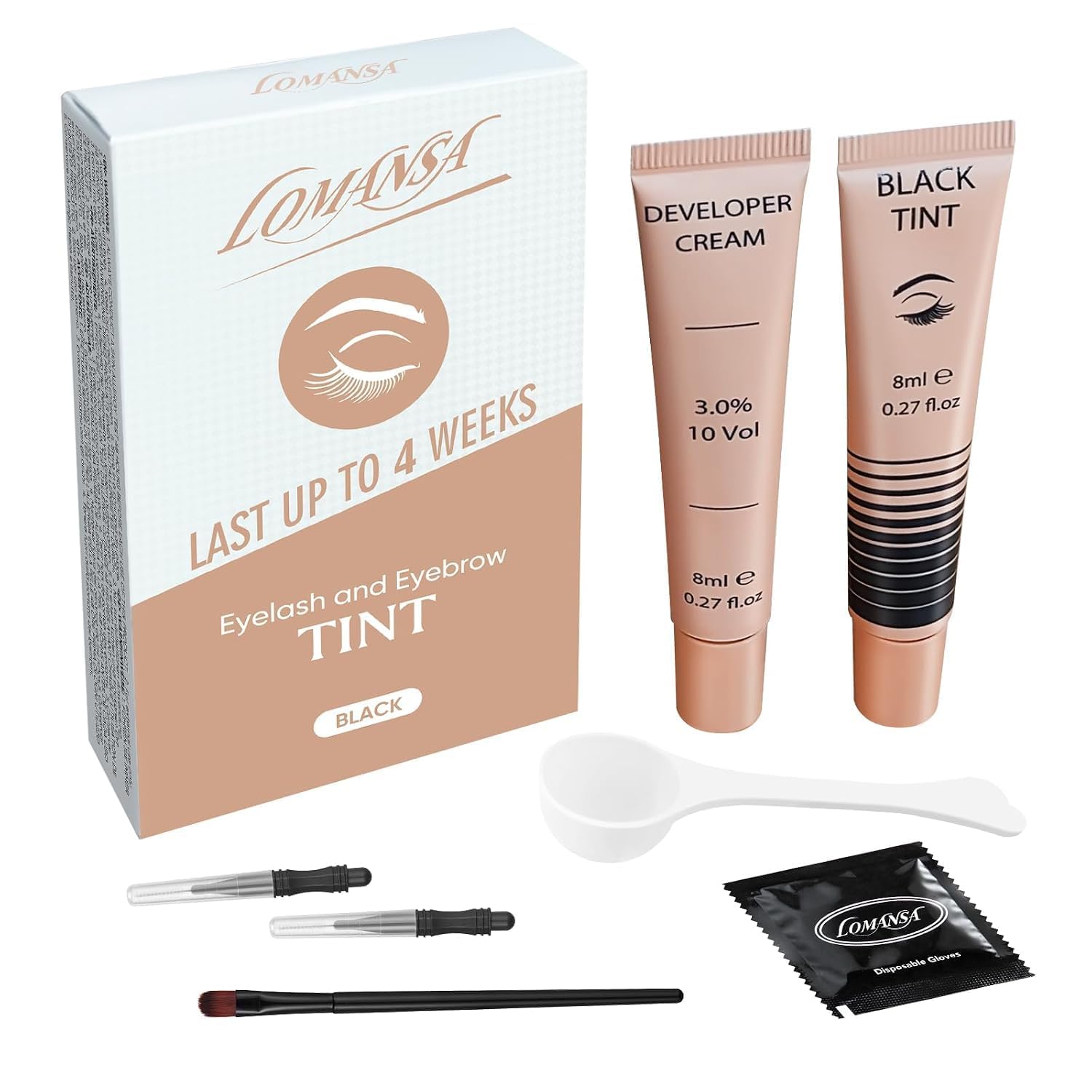 Lash Color Kit, Black Eyelash Color Kit with Natural Results, 8 ml | Temporary Color for Eyebrows Lashes Easy Use for Salon and Home