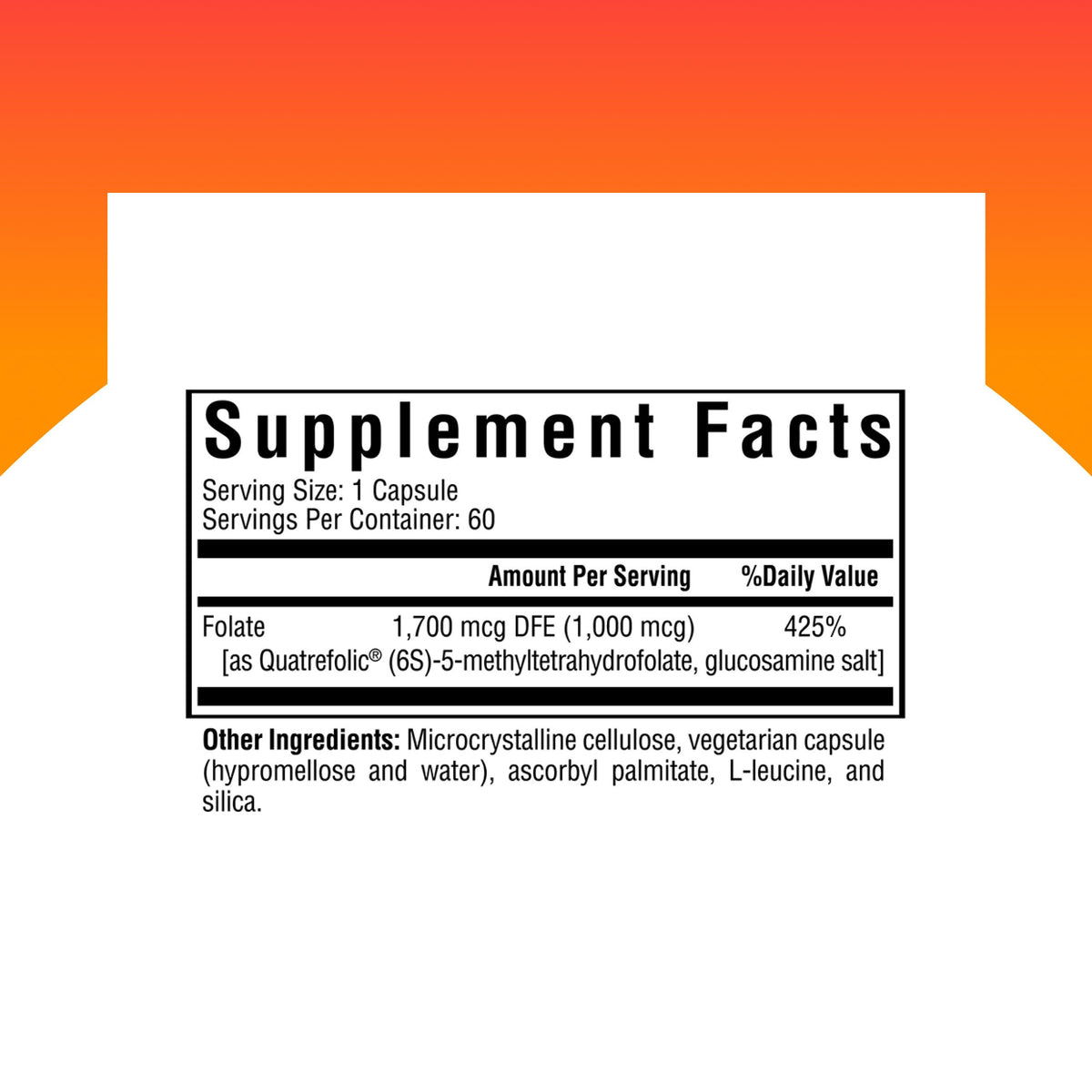 Seeking Health L-Methylfolate 1mg Supports Healthy MTHFR, Mood, and methylation- 60 Capsules