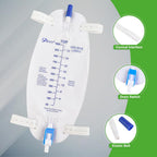 Buy now Easy-Tap Leg Bag Urinary Drainage Bag, 1000ml, Anti-Reflux Valve, Cloth Straps, Easy Flip Drain (Pack of 3) at indiglob india