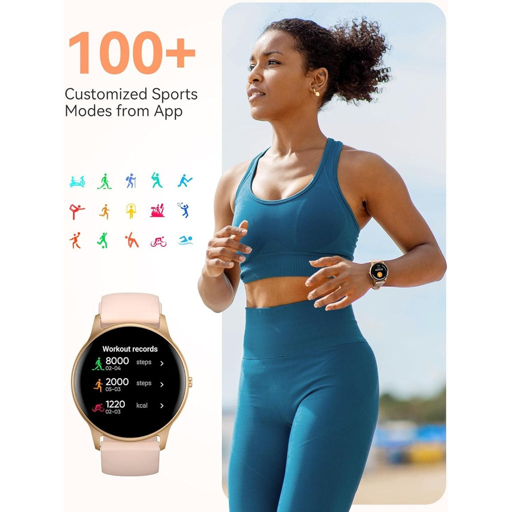 Buy now AGPTEK Smart Watch for Women, 5ATM Waterproof Smartwatch for Android and iOS Phones, Fitness Tracker Watch with 100+ Sports Modes, Heart Rate Monitor Pedometer Sleep Monitor, Pink at indiglob india