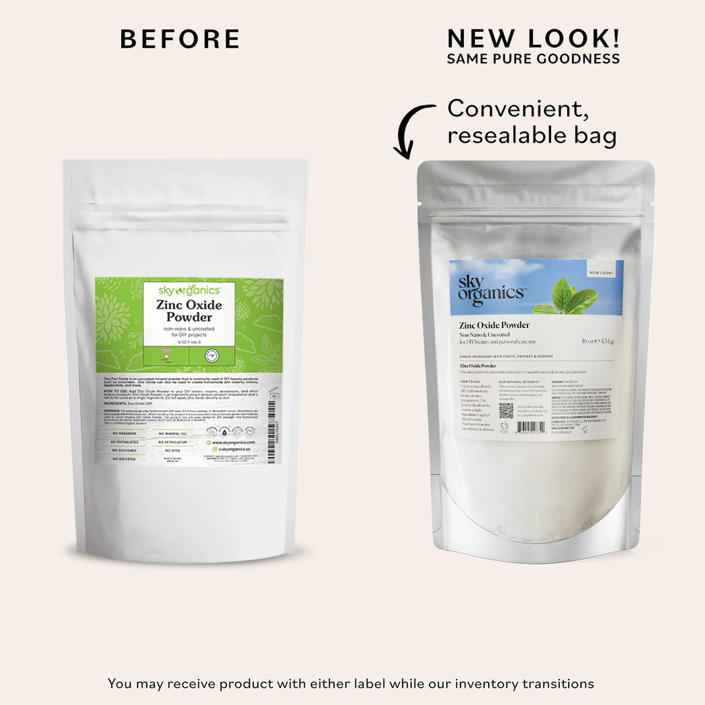 Sky Organics Zinc Oxide Powder 16oz, Non-Nano, Uncoated, Natural DIY Powder