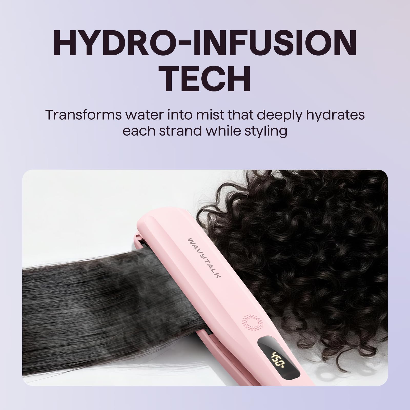Wavytalk Steam Hair Straightener Steam Sesh for Less Heat Damage, Flat Iron | Detachable Comb, Steam Nourishes, Speeds Straightening, Fights Humidity & Frizz, Nano Titanium 1.38'' Plate, 5 Heat, Pink