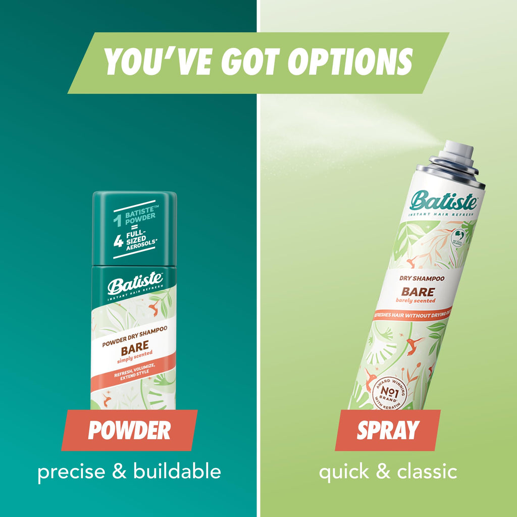 Batiste Powder Dry Shampoo, Simply Bare Scented Non-Aerosol, 1.06 Oz | Subtle Scent, TSA Compliant Travel Size, Oil-Absorbing, Blends Seamlessly, Instant Hair Refresh