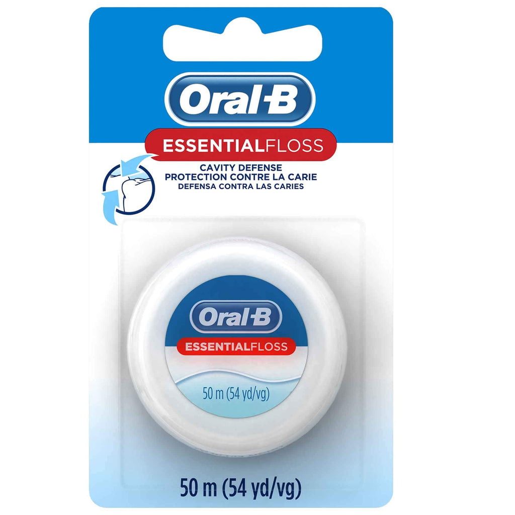 Buy now Oral-B Essential Floss, Waxed, Unflavored, 54 Yards (50 meters) - Pack of 2 at indiglob india