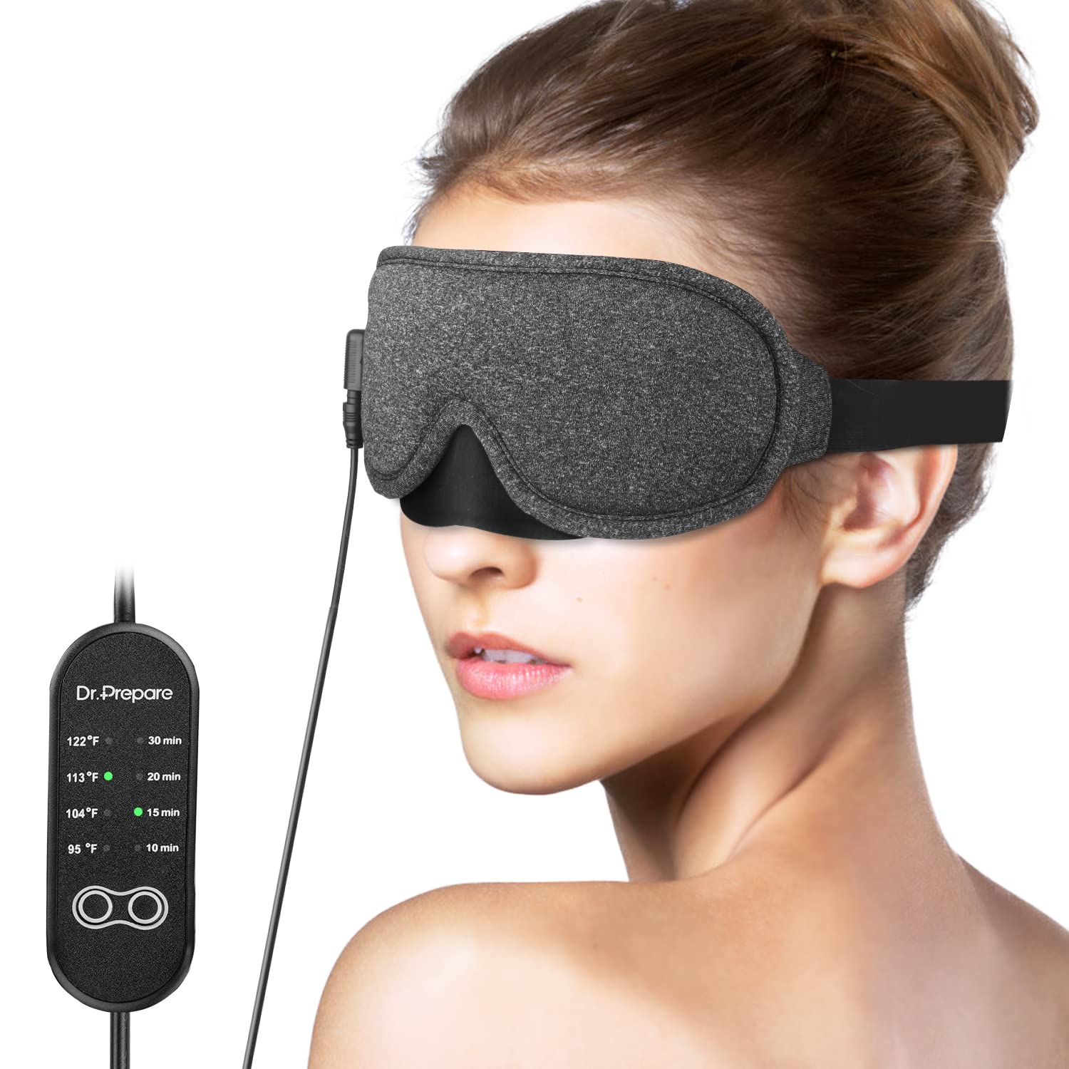 Buy now DR.PREPARE Heated Eye Mask With Temperature & Timer Control, USB Warm Compress for Dry Eyes, Sleep, Blepharitis, Dark Circles, MGD and Puffy Eyes - Earplugs Included at indiglob india