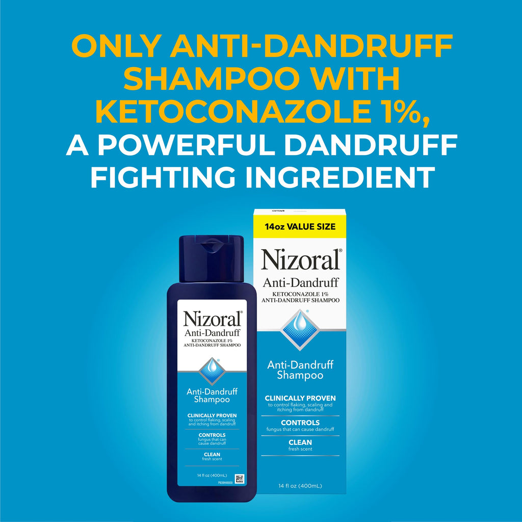 Nizoral Anti-Dandruff Shampoo with 1% Ketoconazole, Fresh Scent, 14 Fl Oz | Anti-Fungal Shampoo, Dandruff Shampoo for Dandruff Relief, Ketoconazole Shampoo, Dandruff Treatment, 1% Ketoconazole