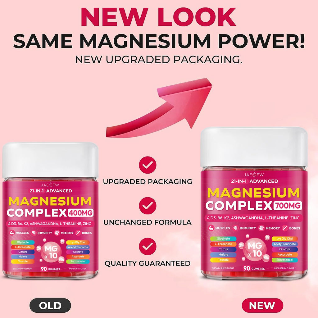 Magnesium Glycinate Gummies 700MG - 21-in-1 Advanced Magnesium Supplement | Ashwagandha, L-Theanine, Zinc, Vitamin - Sugar Free Magnesium Gummies for zzZ, Focus & Relaxation, for Women, Men & Kids