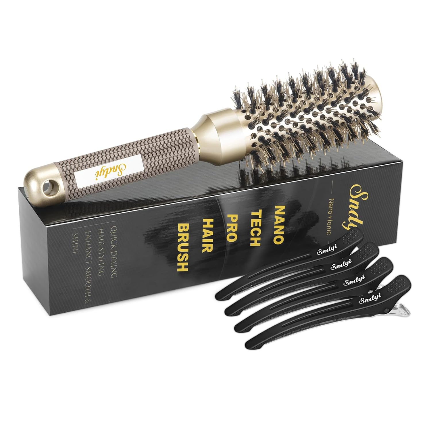 Buy now Round Brush for Blow Drying, Nano Thermal Ceramic & Ionic Tech Hair Brush with Boar Bristles, Professional Round Barrel Brush for Styling, Curling & Straightening by Sndyi (2.9 Inch, Barrel 1.7 Inch) 1.3 Inch (Pack of 1) at indiglob india