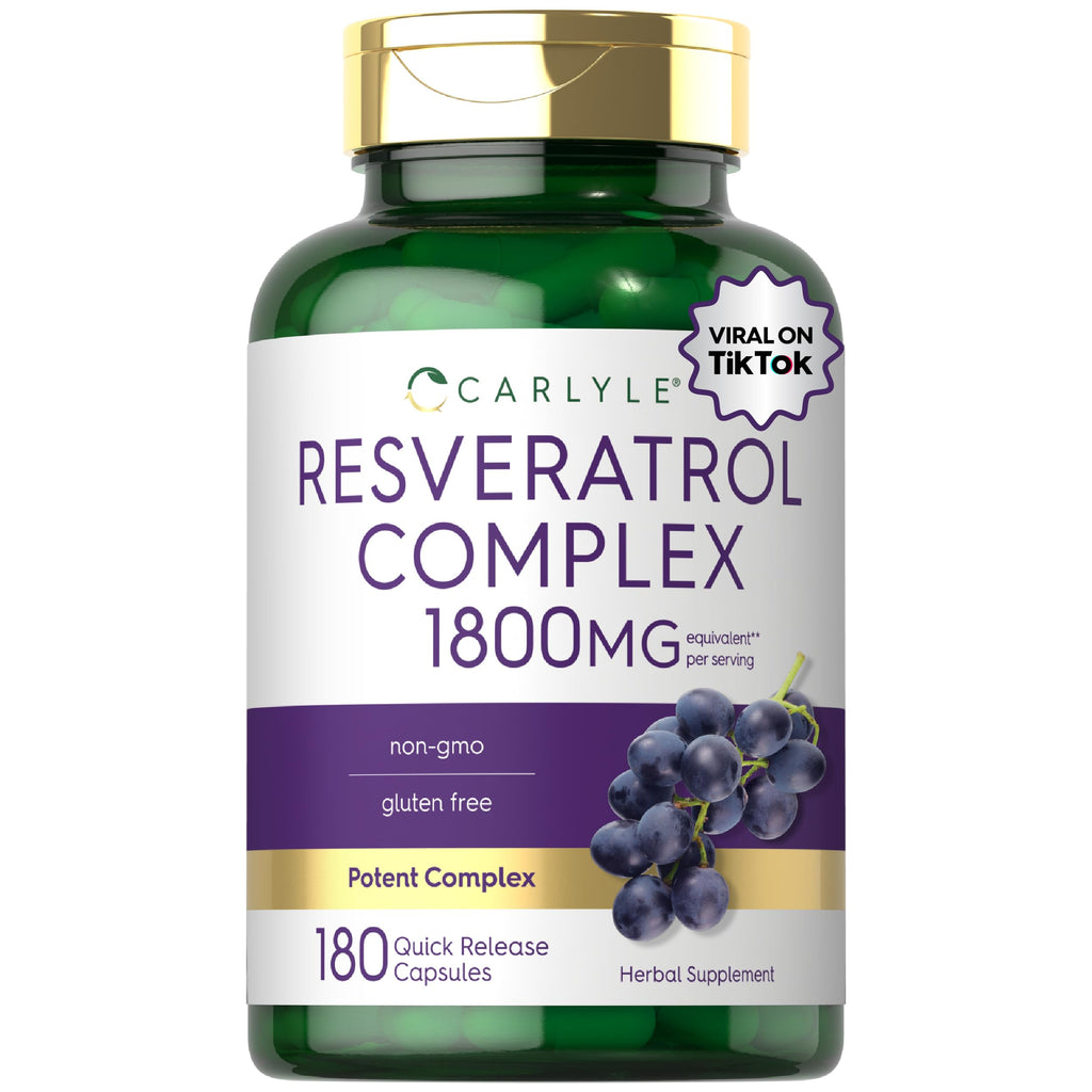 Carlyle Resveratrol Complex - 180 Capsules | Trans Resveratrol Supplement with Grape Seed Extract - Non GMO, Gluten Free
