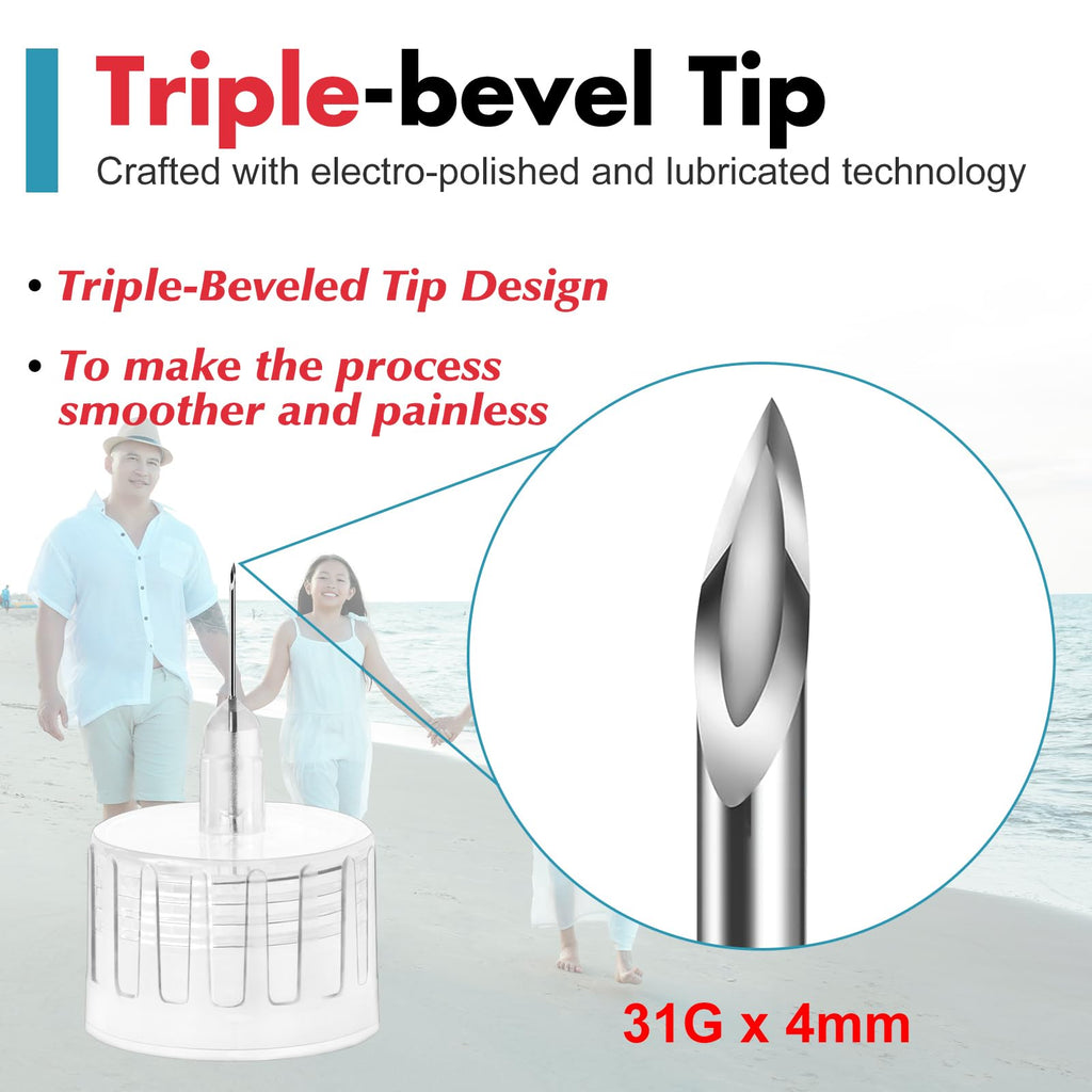 Pen Tips 31G x 4mm, Universal Fit, 100/bx, Comfortable, Extra-Thin