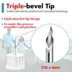 Pen Tips 31G x 4mm, Universal Fit, 100/bx, Comfortable, Extra-Thin