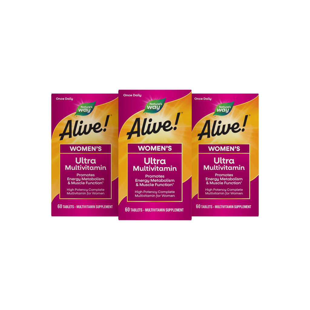 Nature's Way Alive! Women's Ultra Multivitamin, High Potency, 60 ct | Complete Daily Women's Vitamins, Promotes Energy Metabolism and Muscle Function*, Vitamin A, C, D, Methylated B12