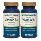 Nature's Wonder Vitamin B12 1000mcg Timed Release Steady Energy 150Tablets | Supports Red Blood Cell Production, Energy Metabolism, Brain & Nervous System Health for Women & Men, Gluten-Free, 150 Days
