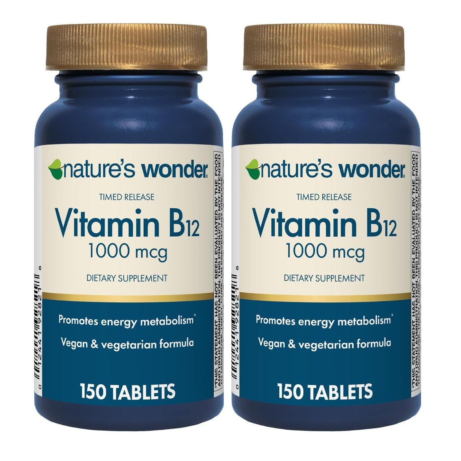 Nature's Wonder Vitamin B12 1000mcg Timed Release Steady Energy 150Tablets | Supports Red Blood Cell Production, Energy Metabolism, Brain & Nervous System Health for Women & Men, Gluten-Free, 150 Days