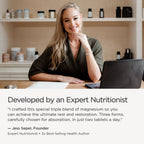 JSHealth Magnesium Supplement for Sleep. 400mg Triple-Form Glycinate | Made with Citrate, Amino Acid Chelate Developed By Nutritionist Jessica Sepel
